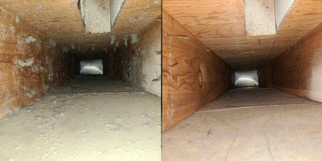 air duct cleaning in the village of Delafield, Wisconsin before & after photo