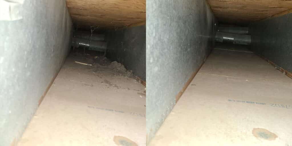 air duct cleaning in the city of Dousman, Wisconsin before & after photo