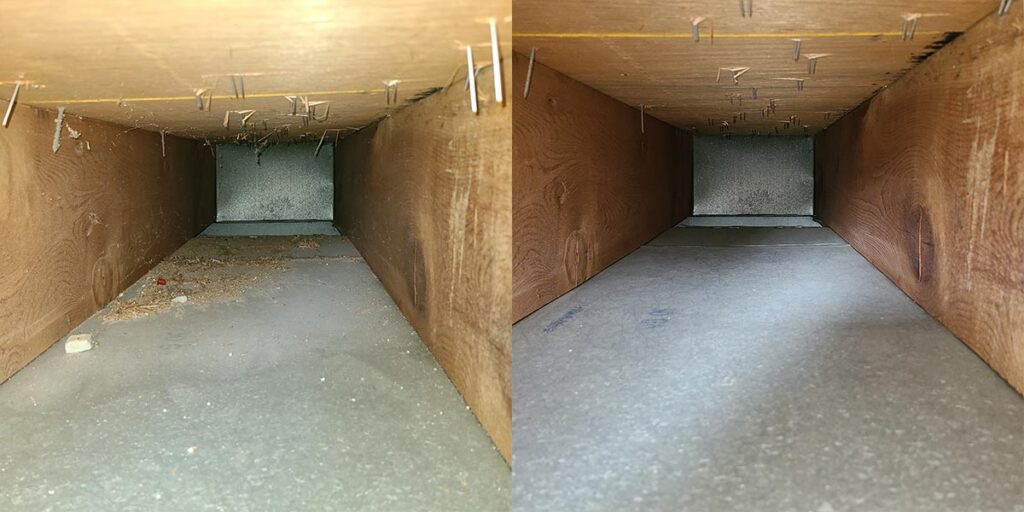 air duct cleaning in the city of Sussex, Wisconsin before & after photo