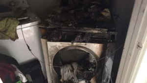 dryer caught on fire due to not cleaning the lint from vent